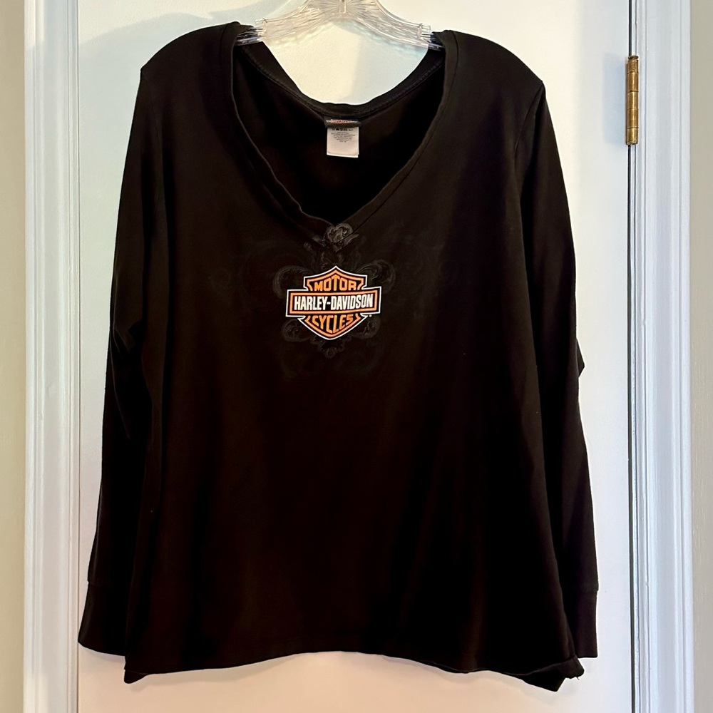 Harley-Davidson Black and Orange Logo Tee